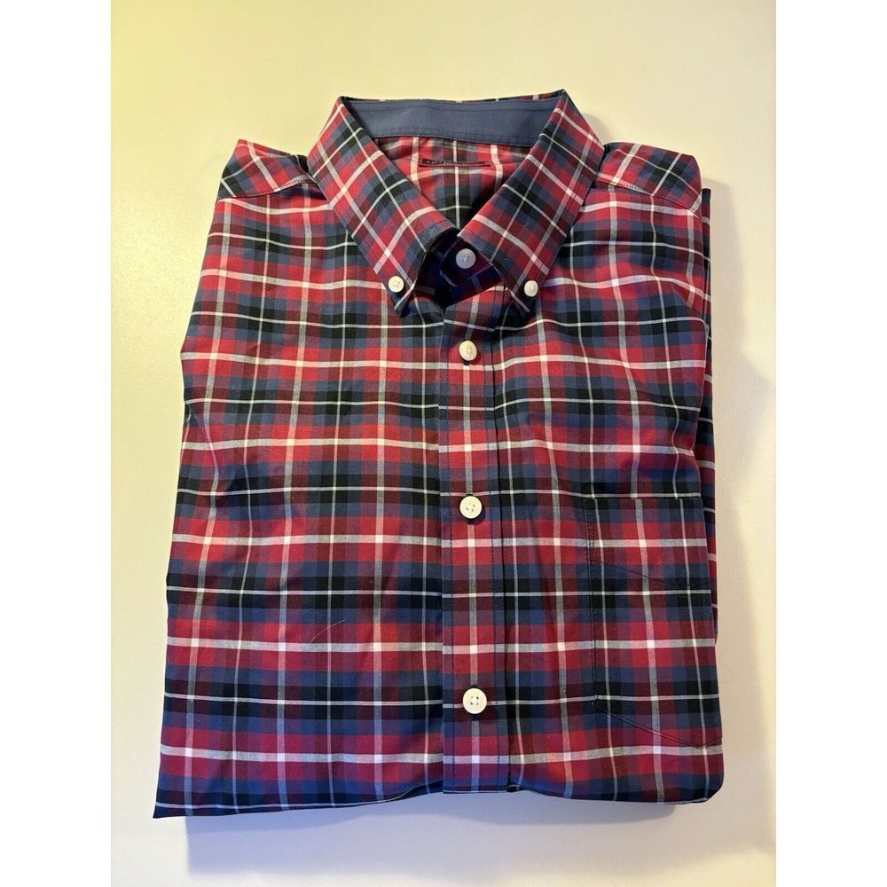 UNTUCKit Men's Button Down Shirt, Size XL, Red/Navy/White Plaid
